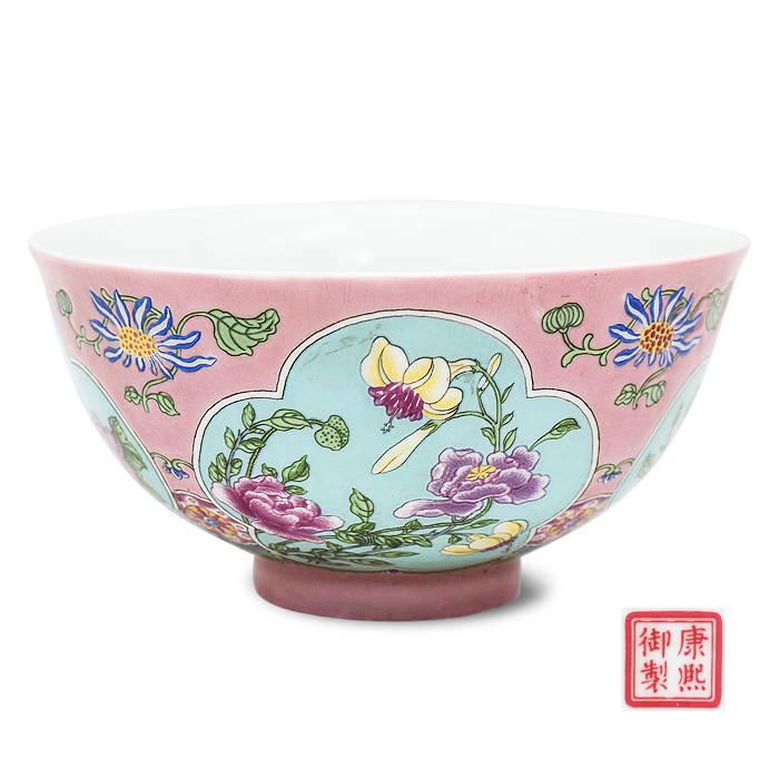 珐琅彩桃红地开光花卉纹碗 图片赏析 藏品名称