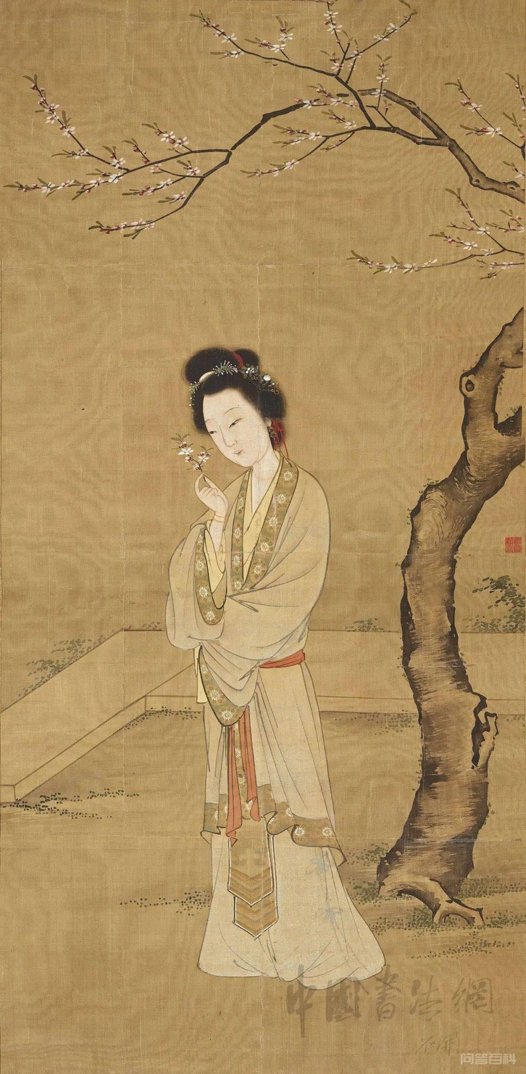 赏画 | 张纪《人面桃花图》 张纪《人面桃花图》