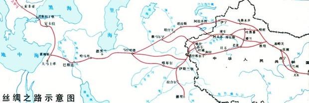 汉武帝派张骞出使西域形成其基本干道