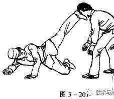 随即上体左转用左后顶肘反击其左肋部(