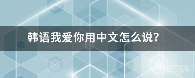 韩语我爱你用中文怎么说? 我爱你韩文