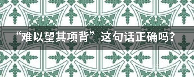 “难以望其项背”这句话正确吗? 同题参见望其项背作谓语