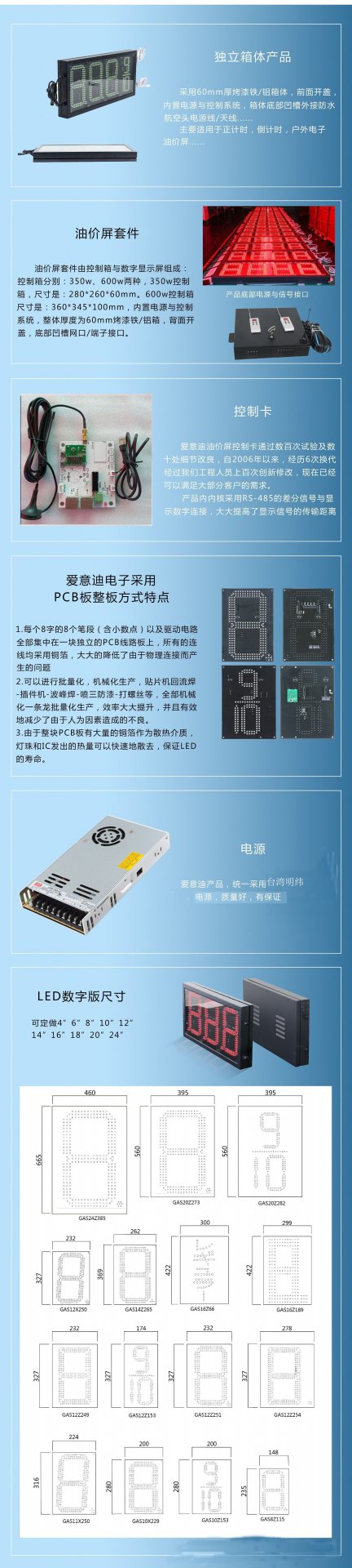 山东济南手机APP控制户外高亮8寸led油价显示屏厂家 BSCI认证工厂室内户外加油站LED