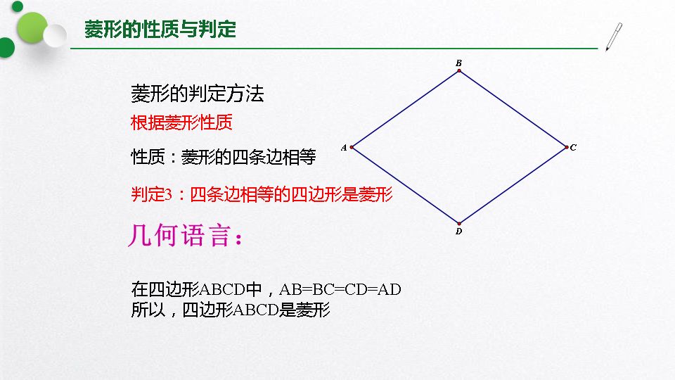 北师大版九上数学1.1 菱形的性质与判定 知识点精讲