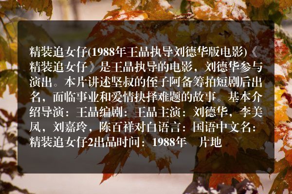 精装追女仔(1988年王晶执导刘德华版电影) 精装追女仔(1988年王晶执导刘德华